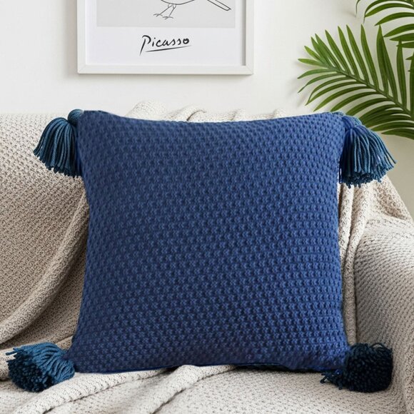 SOGA 2X 50cm Chunky Knit Pillowcase (Navy Blue) - Picture 1 of 6